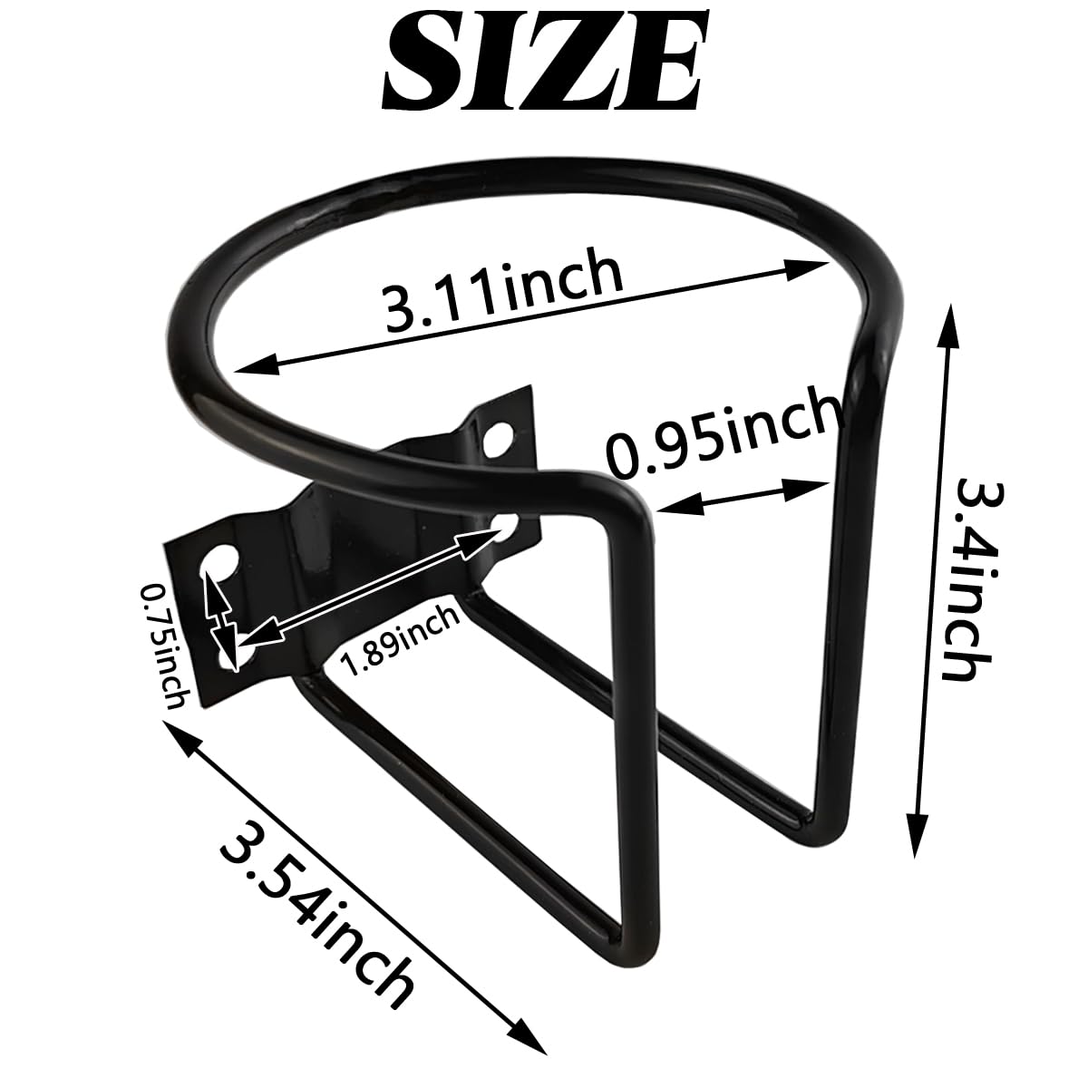 TIHOOD 2-Pack Stainless Steel Universal Cup Holder - Black Coated Boat Drink Holder for Marine, Truck, RV, Tractor & Outdoor Swing - Perfect for Boating, Camping, Tailgating & Outdoor Adventures