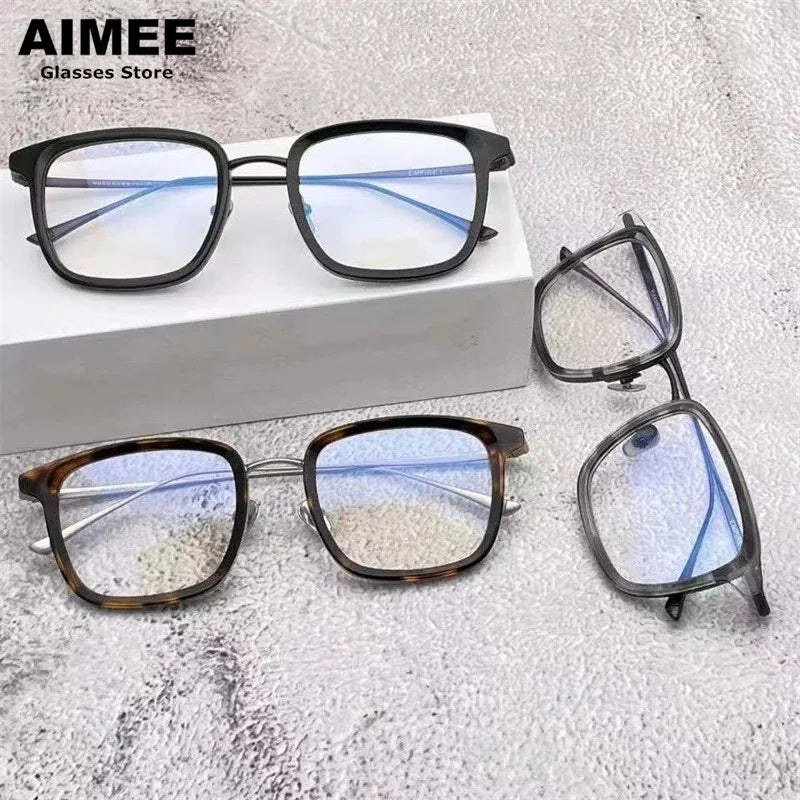 Aimee Unisex Full Rim Square Titanium Eyeglasses 51316 - Lightweight Durable Frame for Men & Women - Perfect for Reading, Work, and Everyday Use