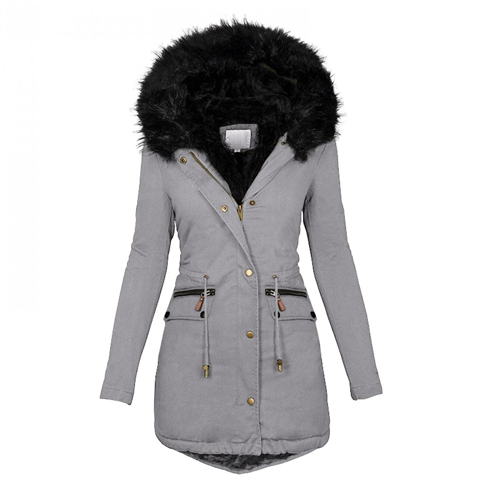 Xudanell Women's Oversized Parka Coat with Fur Lining - Plus Size Winter Warm Trench Jacket for Women | Waterproof Windproof Outerwear for Cold Weather, Snow, and Outdoor Activities