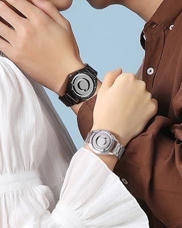 EUTOUR Magnetic Sports Watch for Men - No Glass Ball Bearing Quartz Wristwatch with Stainless Steel Strap - Perfect for Running, Gym & Outdoor Activities
