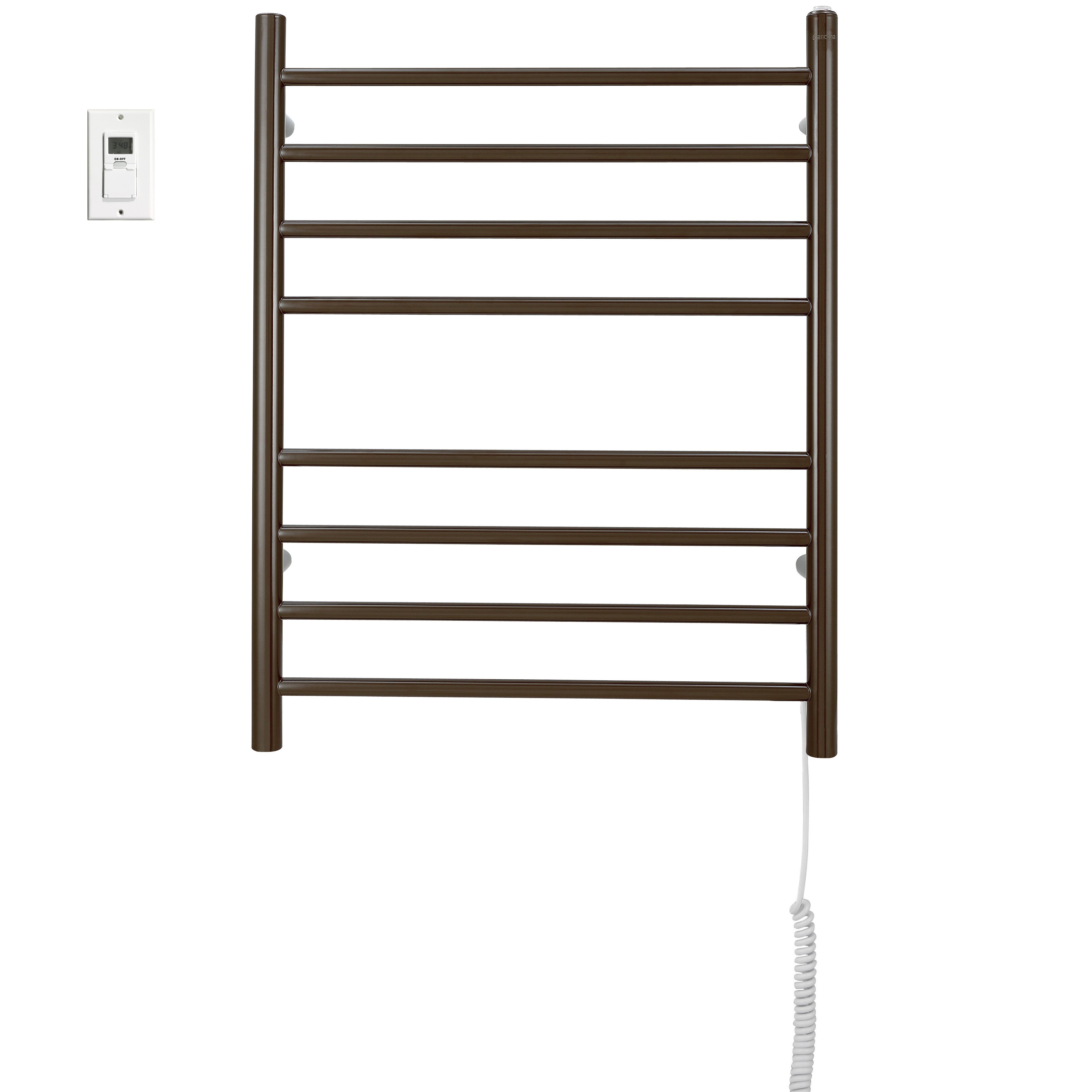 Ancona Prestige Dual 8 Bar Hardwired & Plug-in Bathroom Towel Warmer - Oil Rubbed Bronze Finish with Digital Timer - Perfect for Spa, Luxury Hotels & Home Bathrooms