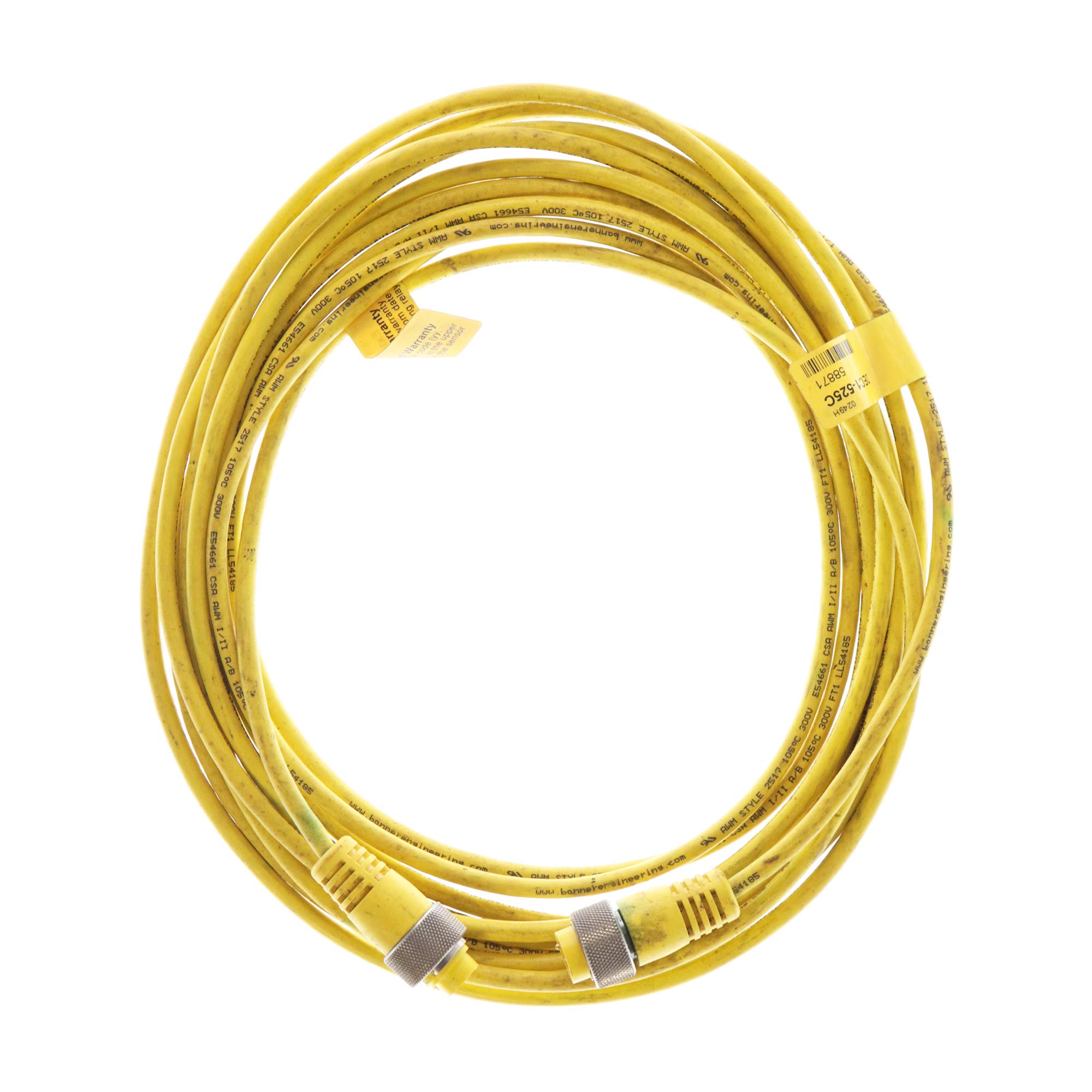 5-Pin Male-Female Straight Cable Assembly DEC1-525C - Yellow Banner 58871 for Industrial Automation & Control Systems