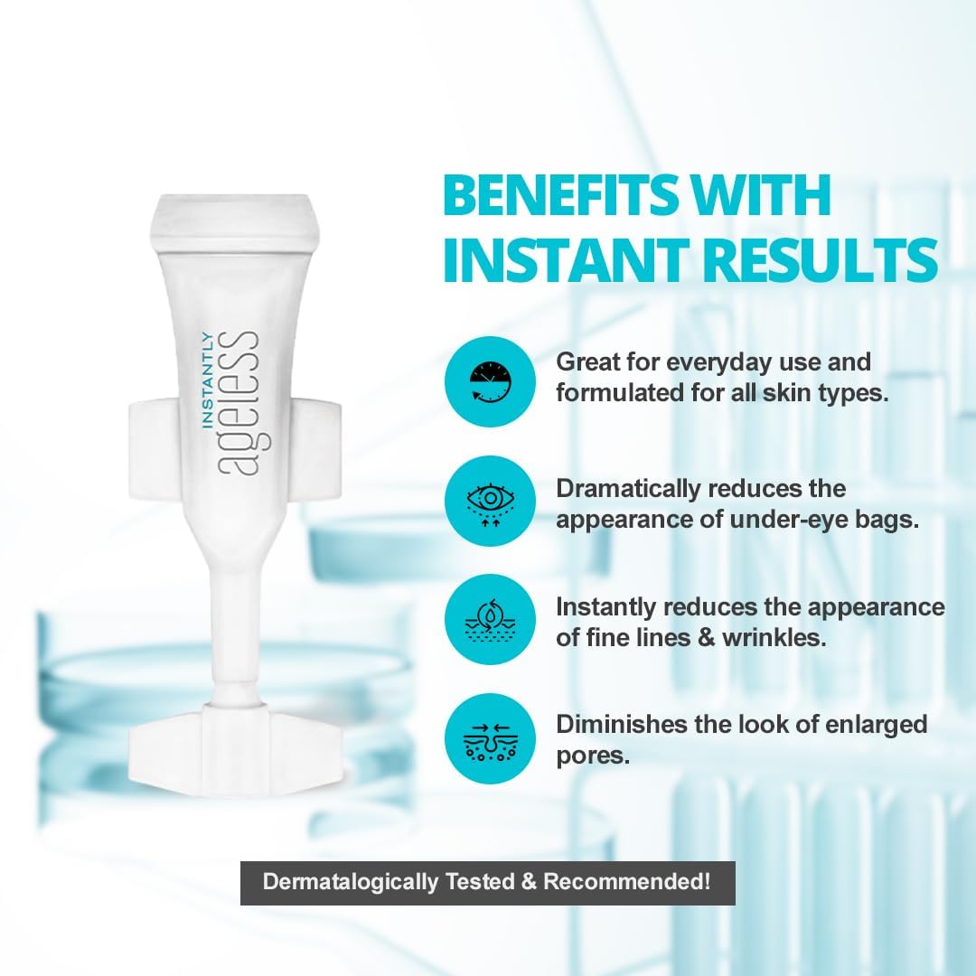 Instantly Ageless Anti-Aging Face Cream - Instant Wrinkle Reducer & Under Eye Bags Remover - Skin Tightening Treatment with 25 Vials | Perfect for Special Occasions & Daily Youthful Glow