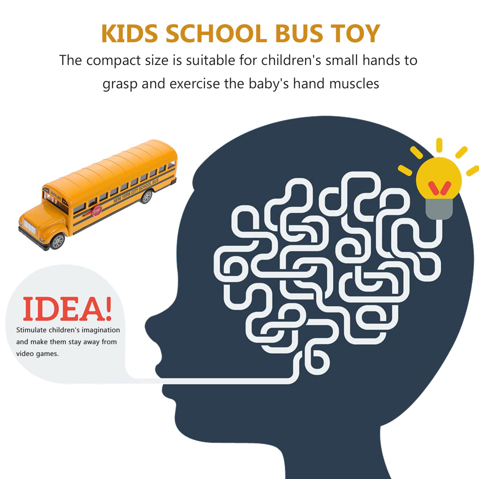 NUOBESTY Yellow School Bus Toy - Diecast Mini Bus Model Playset for Toddlers & Infants - Durable PU Back Car, Educational Baby Toy for Pretend Play & Early Learning