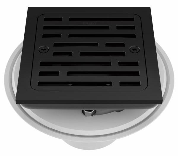 Brizo BT062415 BL 4 Tile In Square Shower Drain in Matte Black - Premium Bathroom Drain for Modern Tile Showers and Wet Rooms