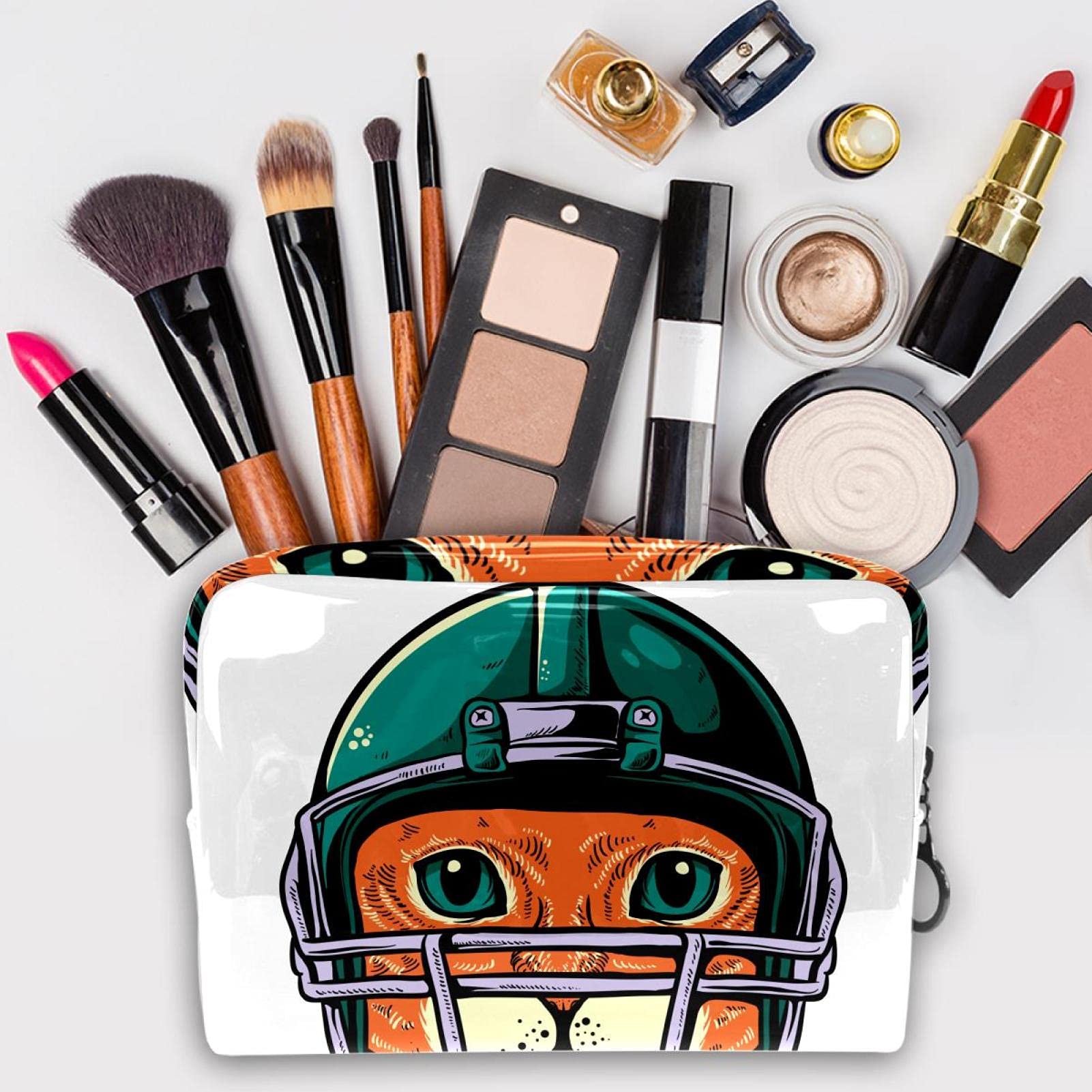 Professional Portable Makeup Travel Case with Cat Helmet Design - Cosmetic Organizer Bag for Makeup Brushes & Accessories (7.3x3x5.1 Inch) - Perfect for Travel, Salon Use & Daily Beauty Storage