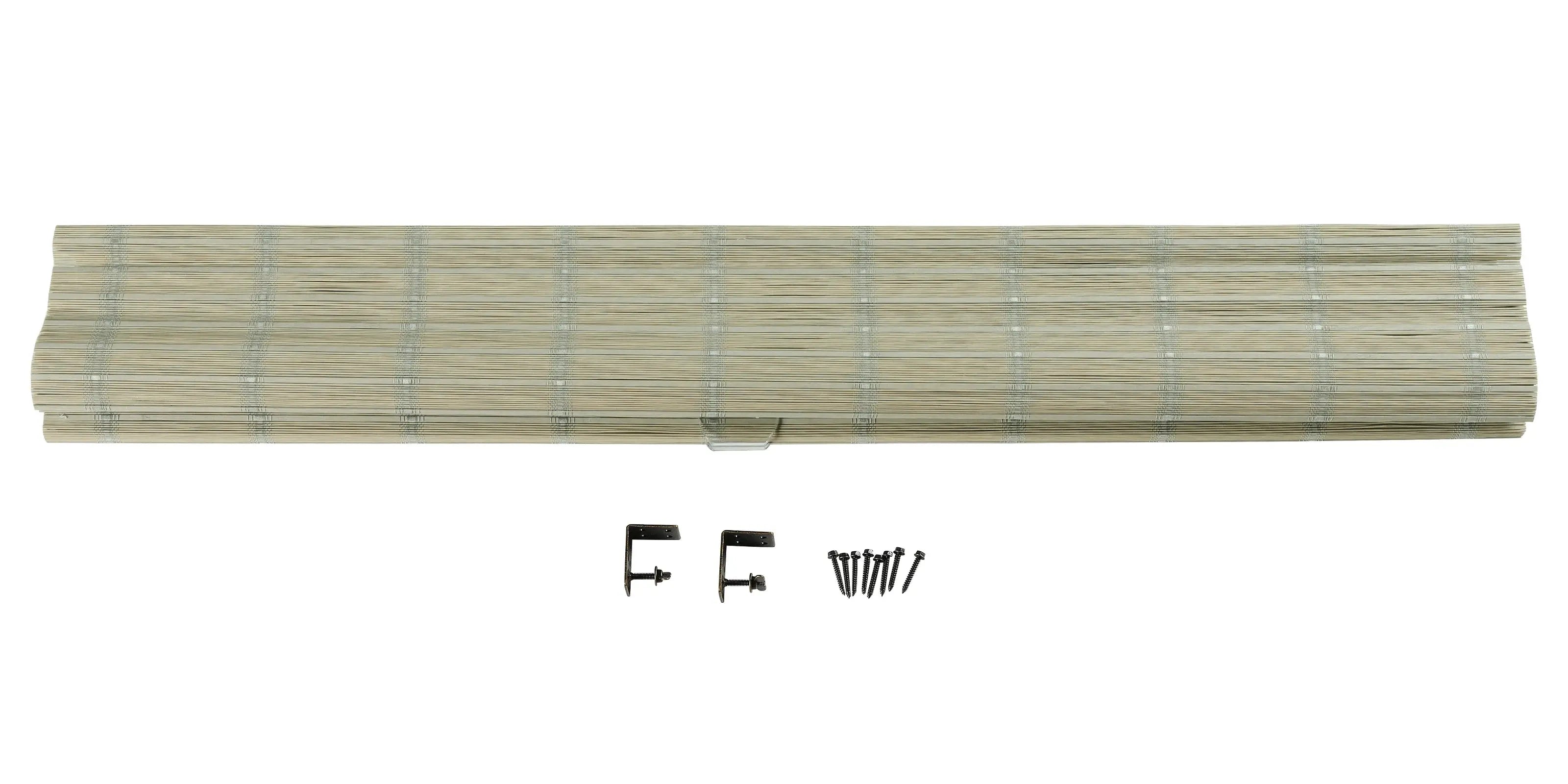 Sybil Bamboo Roman Shade in Green Haze - Natural Eco-Friendly Window Treatment for Living Room & Bedroom