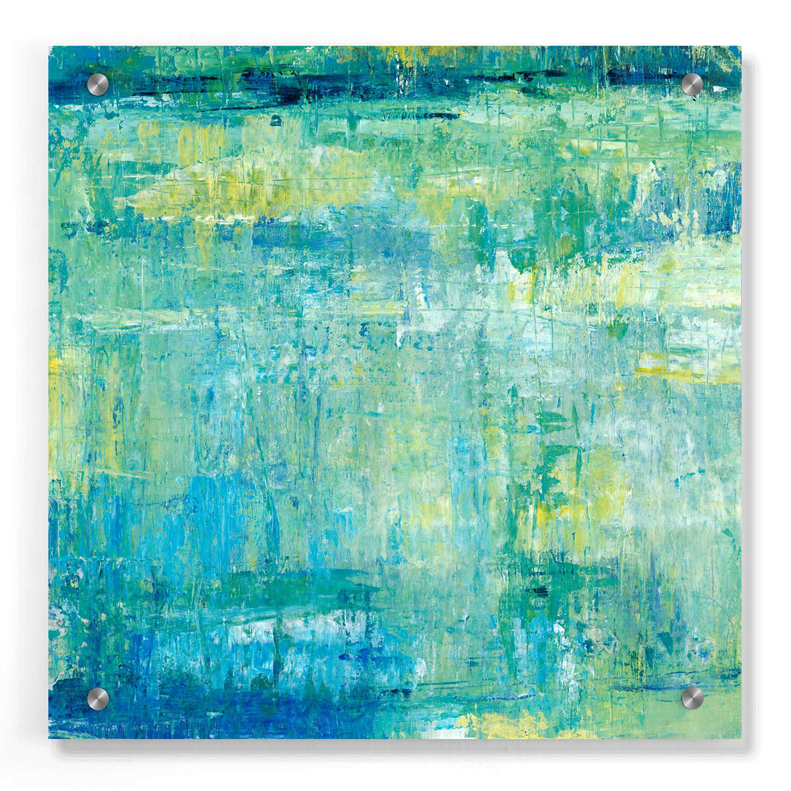 Tim O'Toole Water Reflection I Acrylic Glass Wall Art - 36x36 Inches Modern Abstract Painting for Living Room, Bedroom & Office Decor