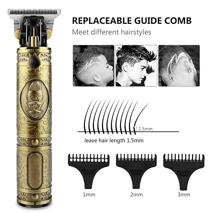 Professional Mvel Hair Trimmer for Men & Women - Adjustable Blade Clipper, Shaver & Close Cut Machine (Gold) | Perfect for Home Grooming, Barber Shops & Travel Use