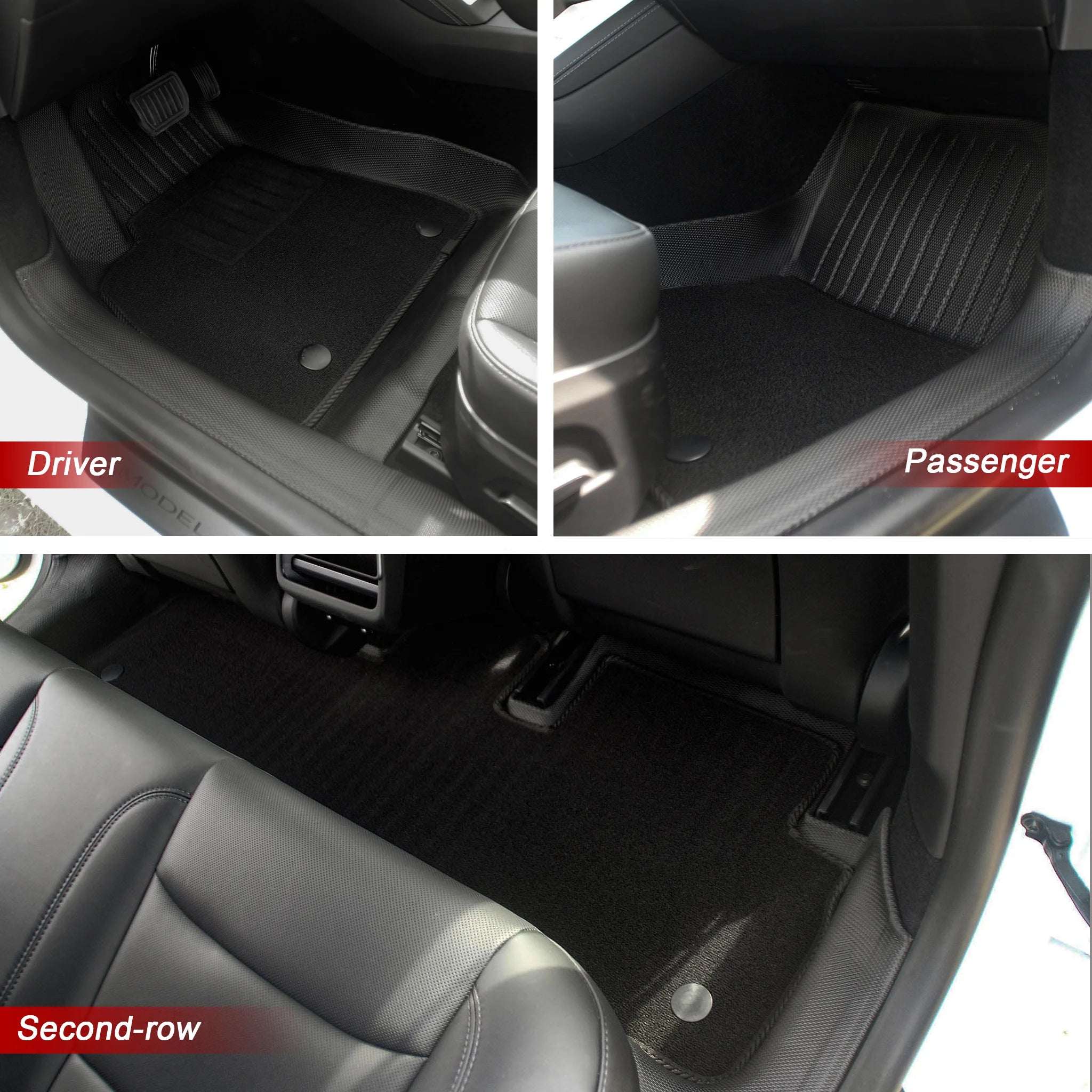 2024 Tesla Model 3 Highland All-Weather Floor Mats Full Set - 8-Piece Complete Coverage Car Floor Liners with Carpet Inserts | Perfect for Daily Commuting, Road Trips & Winter Protection