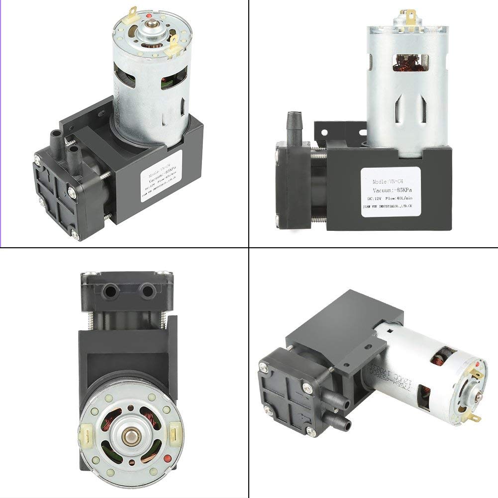 12V DC Mini Oil-Free Vacuum Pump - 85kPa 40L/min Compact Air Pump for Lab Equipment, Medical Devices & DIY Projects | Portable Vacuum Solution for Science Experiments, Electronics Repair & Small Appliances