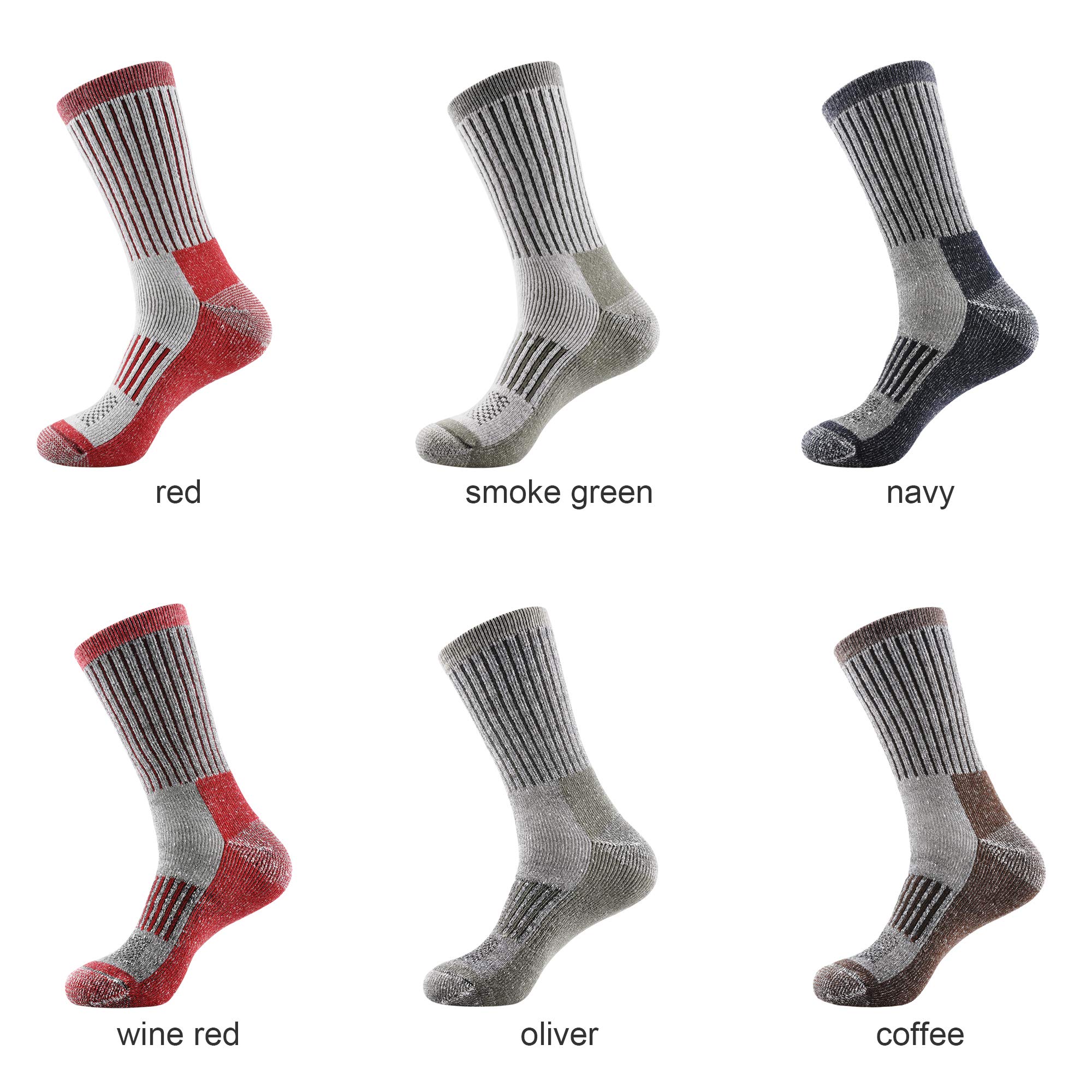 ECOEY Men's Merino Wool Hiking Socks 4-Pack - Moisture Wicking, Cushioned Crew Socks for Trekking & Outdoor Adventures - Perfect for Hiking, Camping and Cold Weather Activities