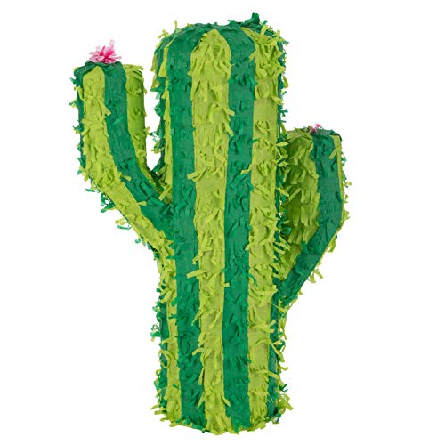 Colorful Green Striped Cactus Pinata for Birthday Party Decorations - Fun Party Supplies for Mexican Fiesta, Kids Birthday, Cinco de Mayo & Themed Celebrations