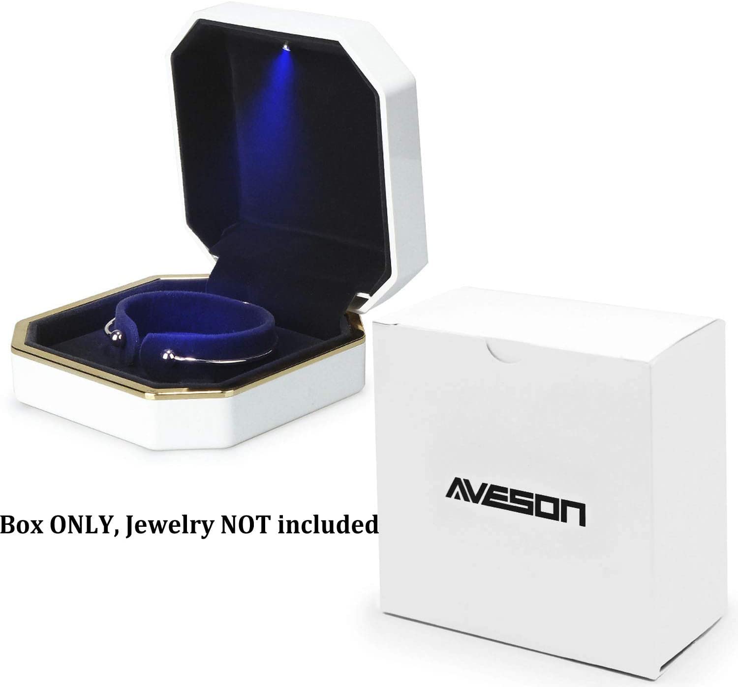 Luxury Velvet Jewelry Box with LED Light - Elegant Bracelet Storage Case & Organizer Holder for Necklaces, Rings & Watches - Perfect Gift for Women, Wedding & Home Decor