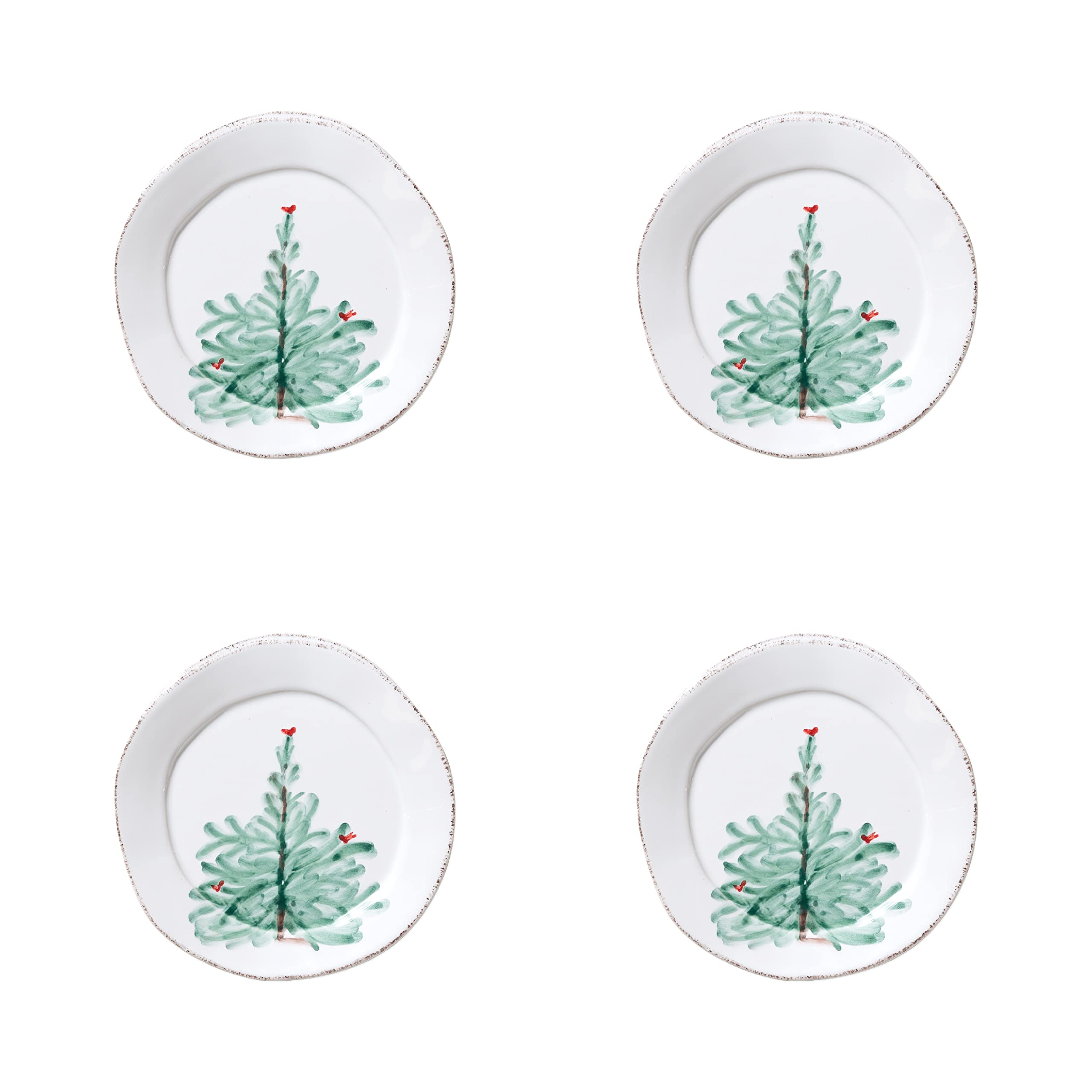 Vietri Lastra Holiday Collection Italian Serveware Set - 4 Canape Plates for Elegant Appetizers & Party Entertaining | Perfect for Christmas, Thanksgiving & Hosting Gatherings