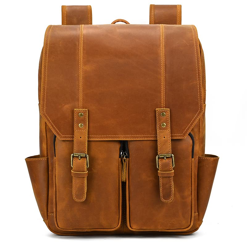 Premium Genuine Leather 16-Inch Laptop Backpack for Men - Durable Business Briefcase & Travel Backpack for Work, Commuting & Outdoor Adventures
