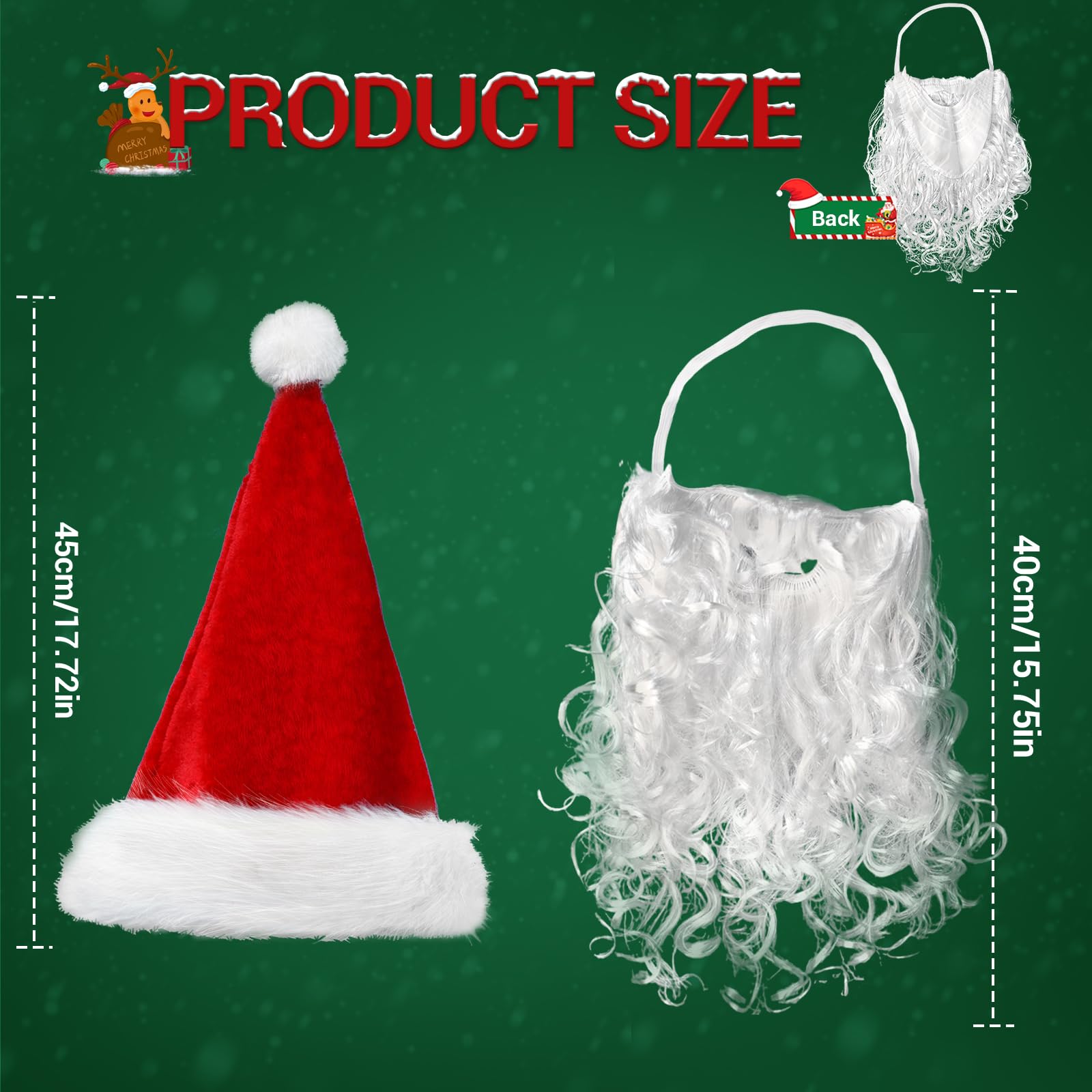 Santa Hat and Beard Set for Adults - Christmas Costume Accessories with Face Cover for Men & Women | Perfect for Holiday Parties, Family Photos & Festive Decorations