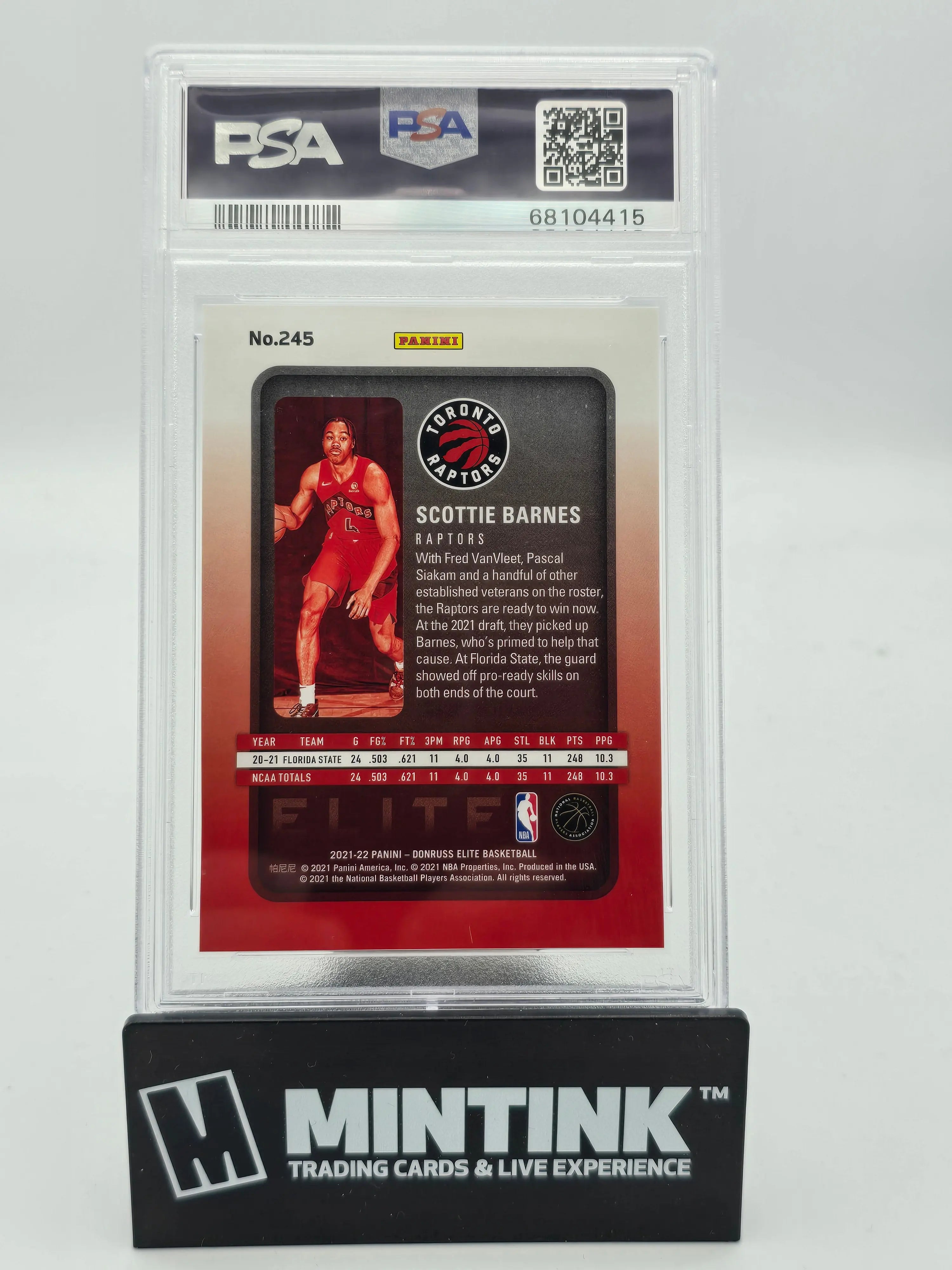 2021 Panini Donruss Elite Scottie Barnes Rookie Card RC Bronze PSA 9 4/17 Jersey # - Rare Collectible Basketball Trading Card for NBA Fans & Sports Memorabilia Enthusiasts