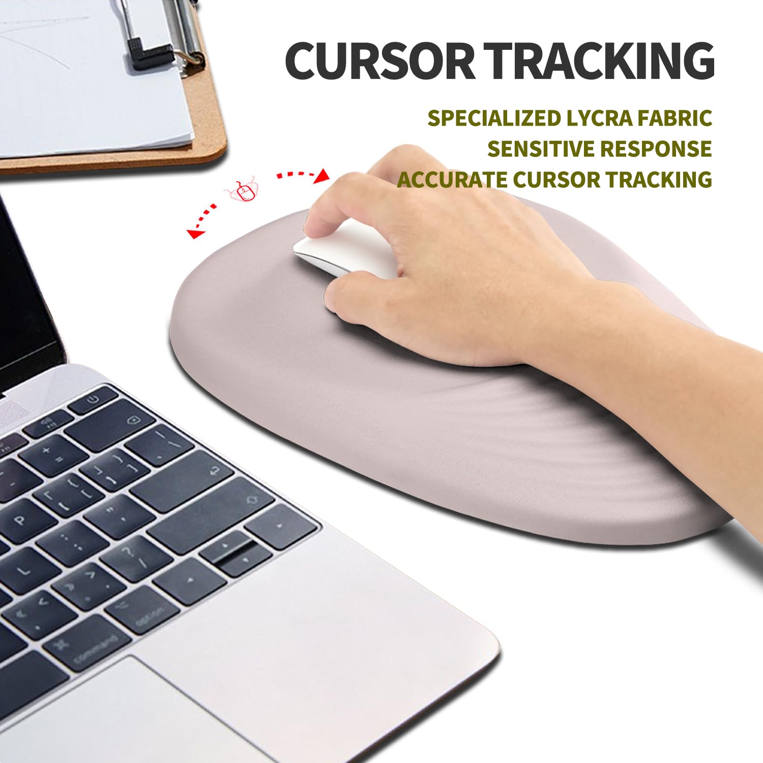Ergonomic Mouse Pad with Wrist Support - Memory Foam Wrist Rest for Carpal Tunnel Pain Relief, Comfortable Terraced Slope Design (Misty Rose, 11.8x7.9 in) - Perfect for Office Work, Gaming & Computer Use