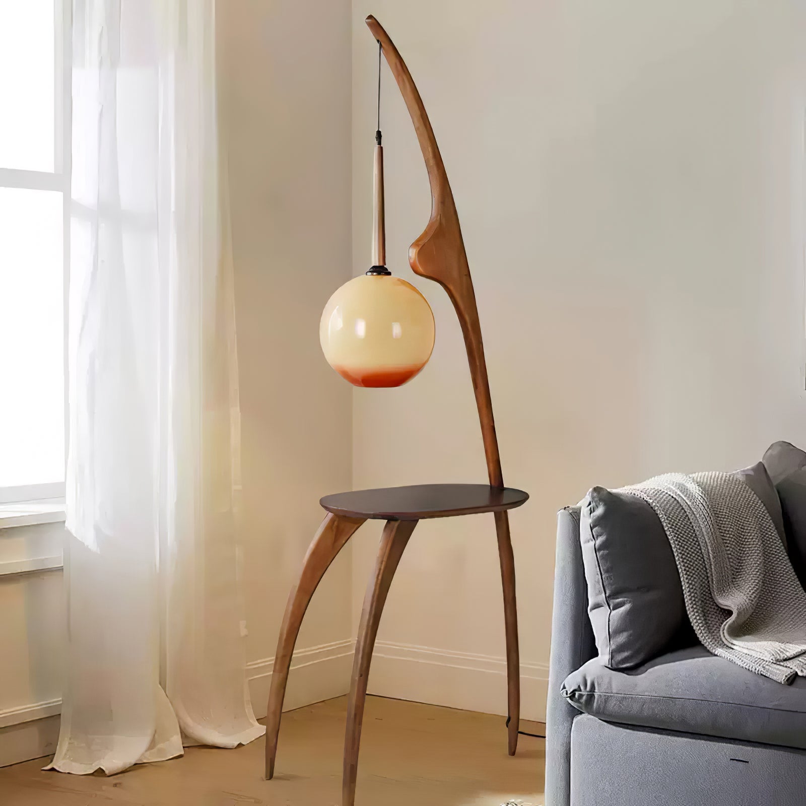 Modern Curved Mantis Arm Floor Lamp - Adjustable LED Reading Light for Living Room, Bedroom & Office - Perfect for Reading, Working & Relaxing