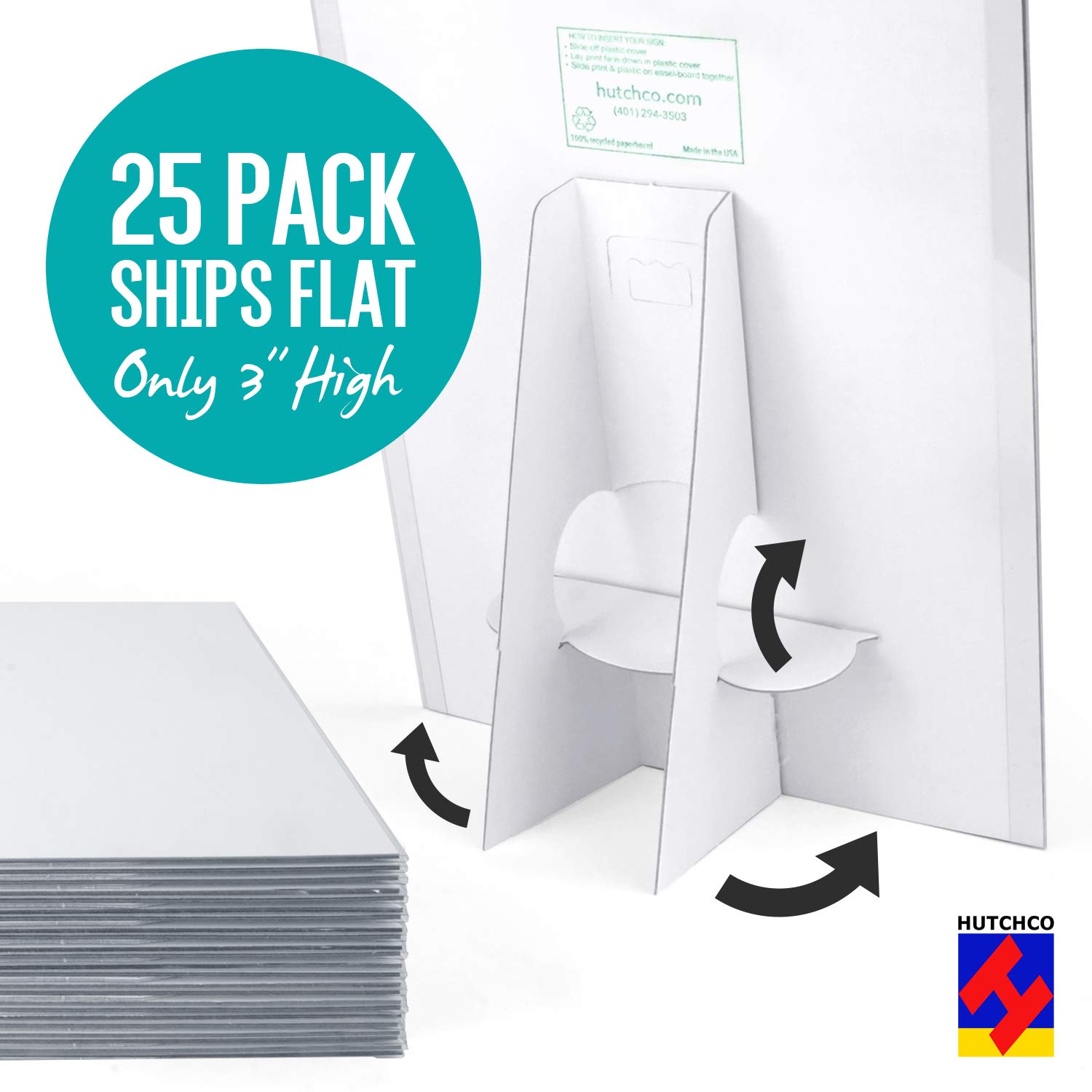 25 Pack Plastic Paper Sign Holder - 8.5x11 Inch Shatterproof Tabletop Display with Clear Cover & Cardboard Easel Back - Perfect for Restaurants, Retail Stores, and Office Countertop Advertising
