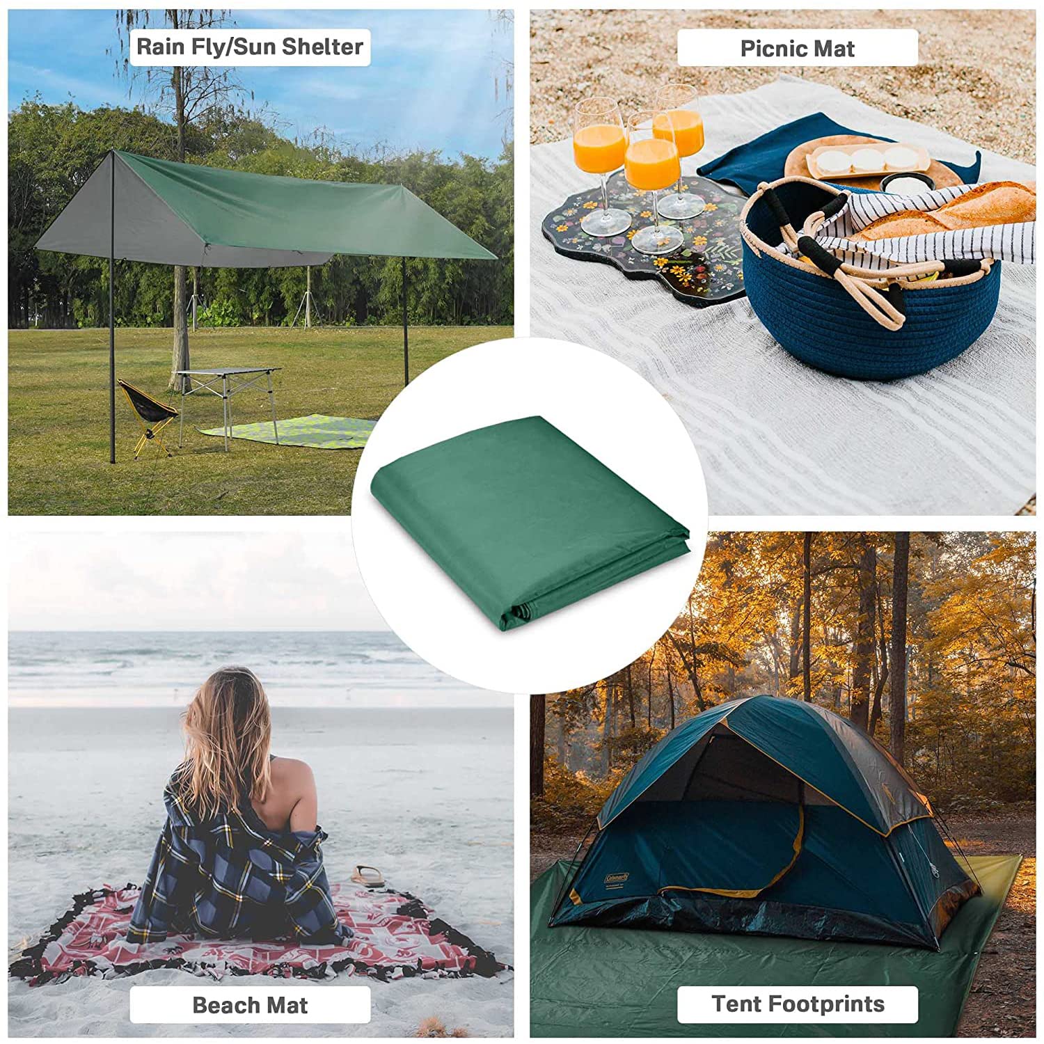 Premium Waterproof & UV Protection Tent Tarp - Lightweight Camping Shelter for Outdoor Adventures, Backpacking & Travel (Large Size, Gray, Rodless) - Perfect for Hiking, Beach Trips & Emergency Shelters