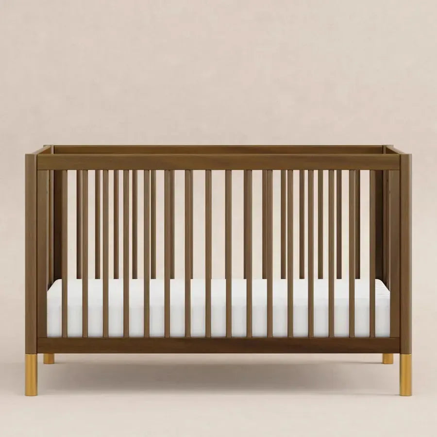 Babyletto Gelato 4-in-1 Convertible Crib in Natural Walnut with Gold Feet – Stylish Nursery Furniture for Newborn to Toddler Bed | Perfect for Modern Baby Rooms & Small Spaces