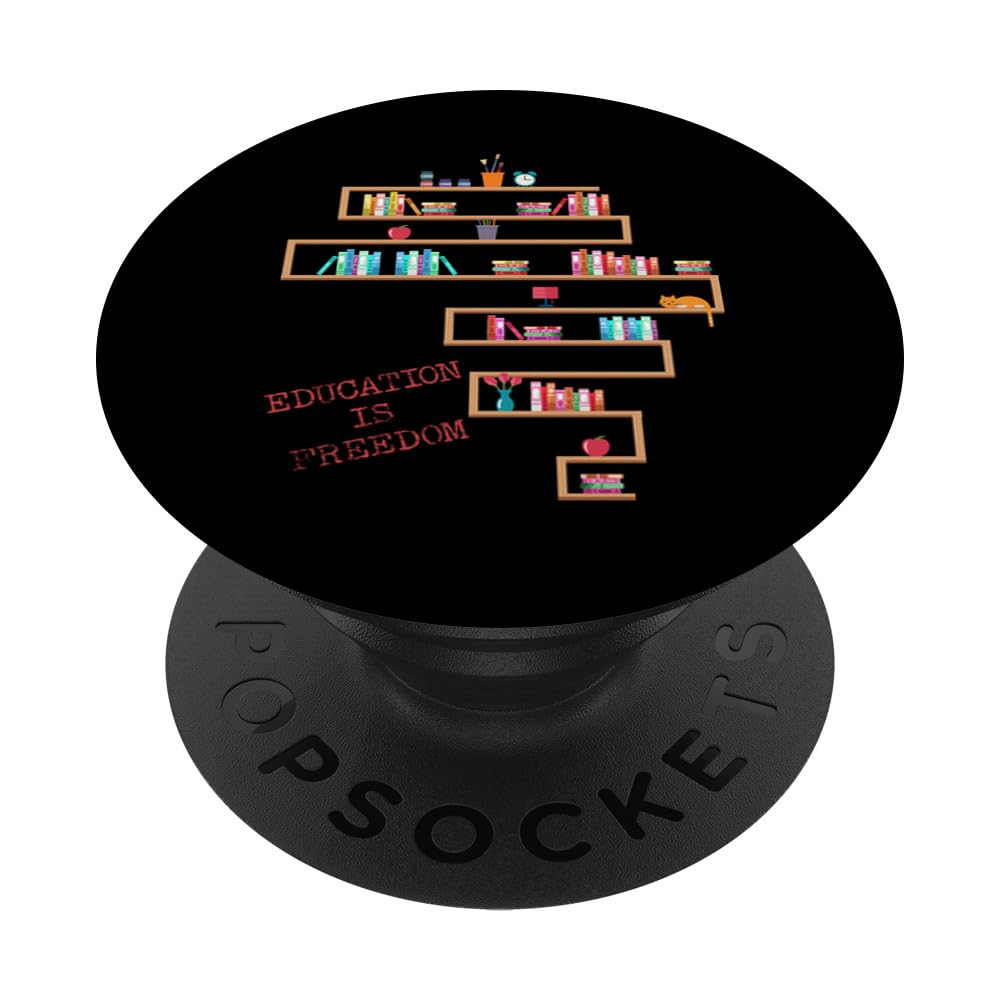 Africa Education Is Freedom Library Books Lover Readers Gift - PopSockets Standard PopGrip - Perfect for Book Lovers, Students & Educators - Ideal for Phones, Tablets & E-Readers