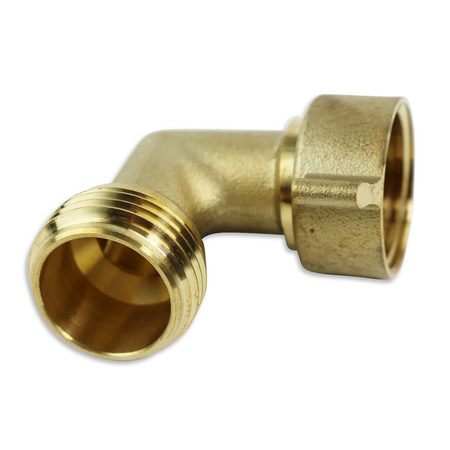 LCW-90EL 90 Degree Hose Elbow Connector - 3/4 Inch Heavy Duty Brass Fitting for Garden Hose, RV Camper Water Hose, Sprinkler Systems - Perfect for Tight Spaces & Leak-Free Water Connections