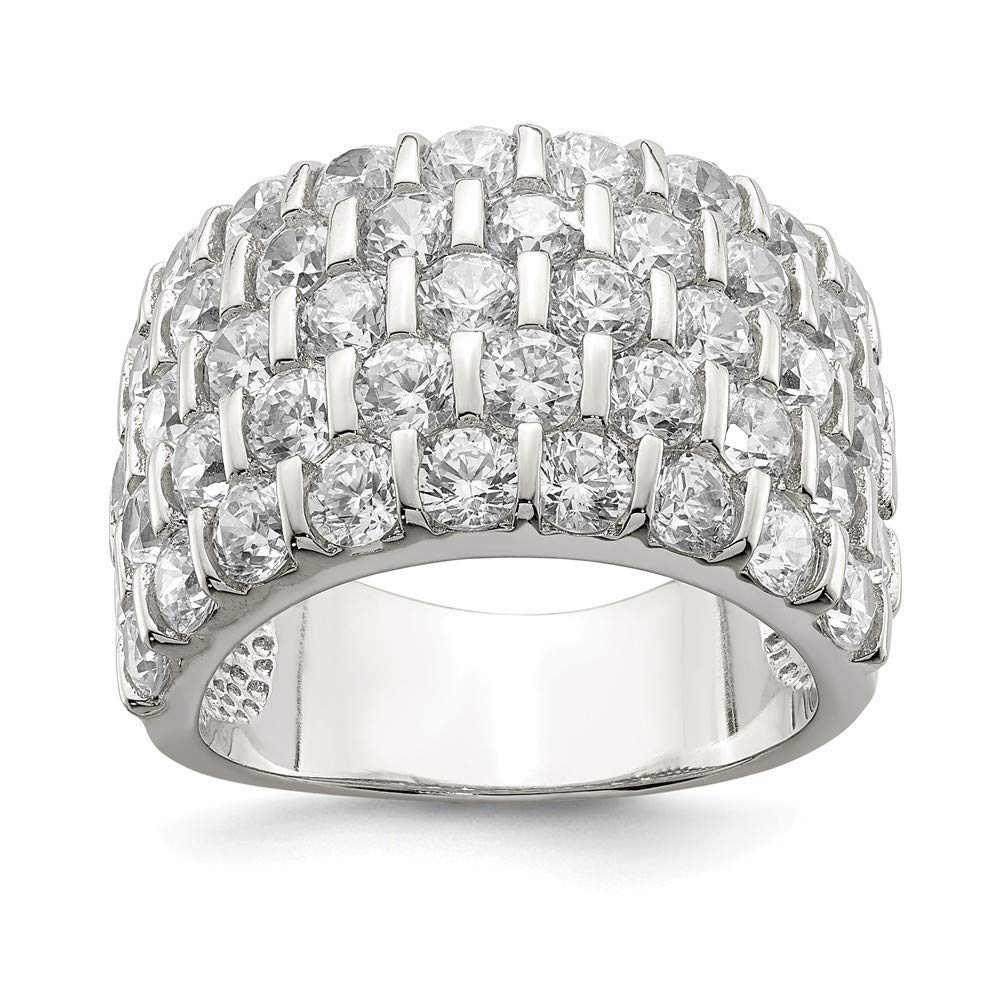 925 Sterling Silver Cubic Zirconia Wide Band Ring for Women - Simulated Diamond Wedding, Anniversary & Fashion Jewelry Gift - Size 6,7,8 - Perfect for Bridal, Party & Everyday Wear