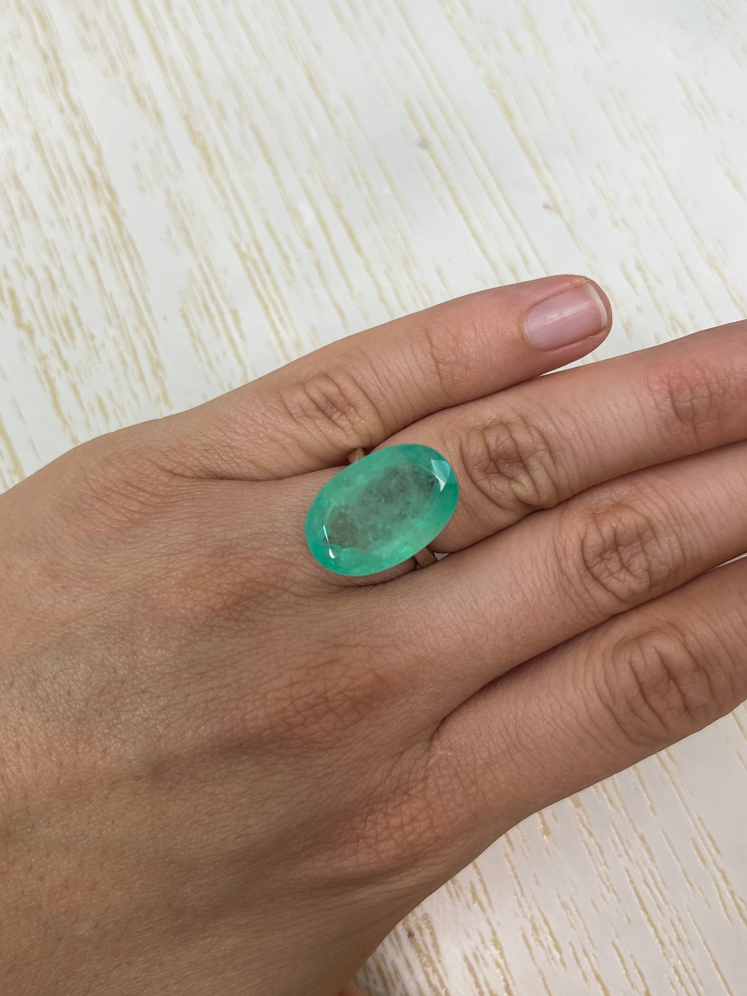 15.65 Carat Natural Colombian Emerald - Earthy Green Oval Cut Loose Gemstone for Jewelry Making, Engagement Rings & Luxury Gifts