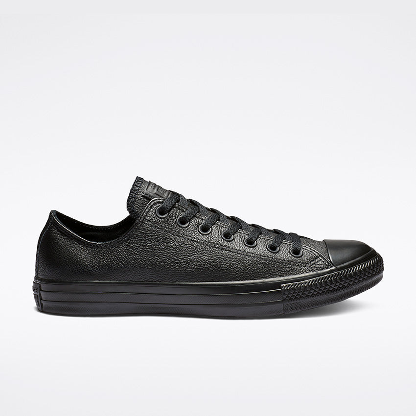 Converse Men's Chuck Taylor All Star Low Top Triple Black Leather Sneakers - Casual Streetwear Shoes for Everyday Comfort & Style