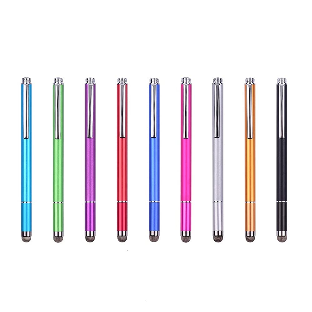 Aibesy 2-in-1 Stylus Pen with Fiber Tip & Disc Tip - Universal Touchscreen Pen for iPhone, iPad, Samsung Galaxy, Tablets & Laptops - Dual-Tip Precision Stylus (2 Pack, Black & Rose Red) - Perfect for Drawing, Note-Taking & Digital Signatures