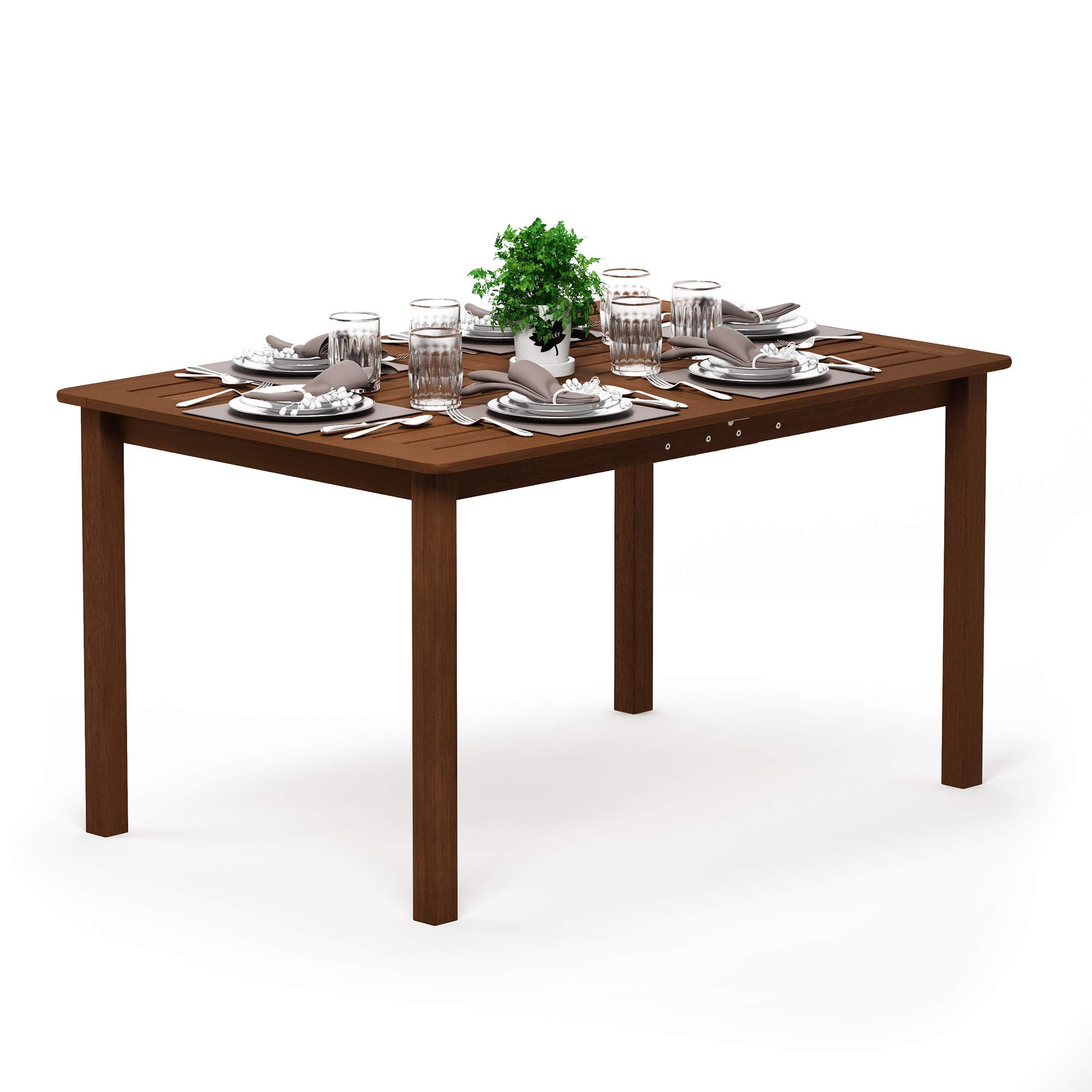 Furinno Solid Hardwood Outdoor Dining Table for Patio, Garden, or Backyard - Natural Wood Finish - Perfect for Outdoor Entertaining and Dining Al Fresco
