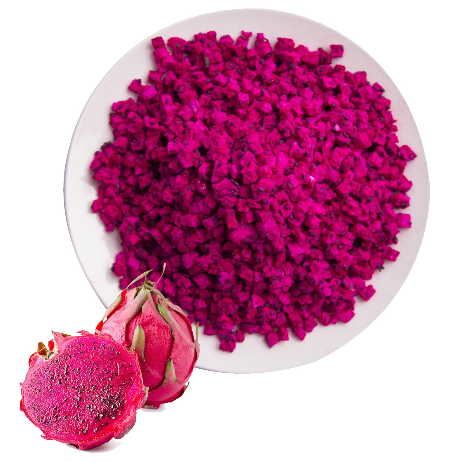 Freeze-Dried Diced Dragon Fruit Snack - 4.23 Oz, Healthy Pitaya Chips, Vegan Gluten-Free Superfood | Perfect for Smoothie Bowls, Yogurt Toppings & On-the-Go Snacking