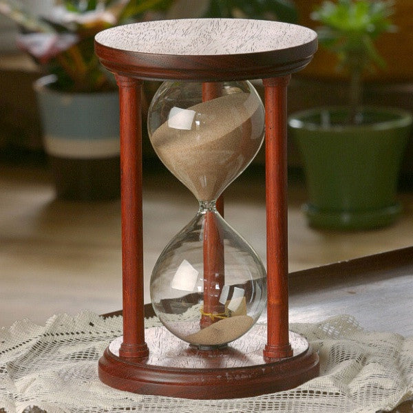 Premium Solid Padauk Wooden Hourglass with Smooth Spindles - 30-Minute Sand Timer for Home Office Decor, Yoga Meditation & Kitchen Cooking Timer