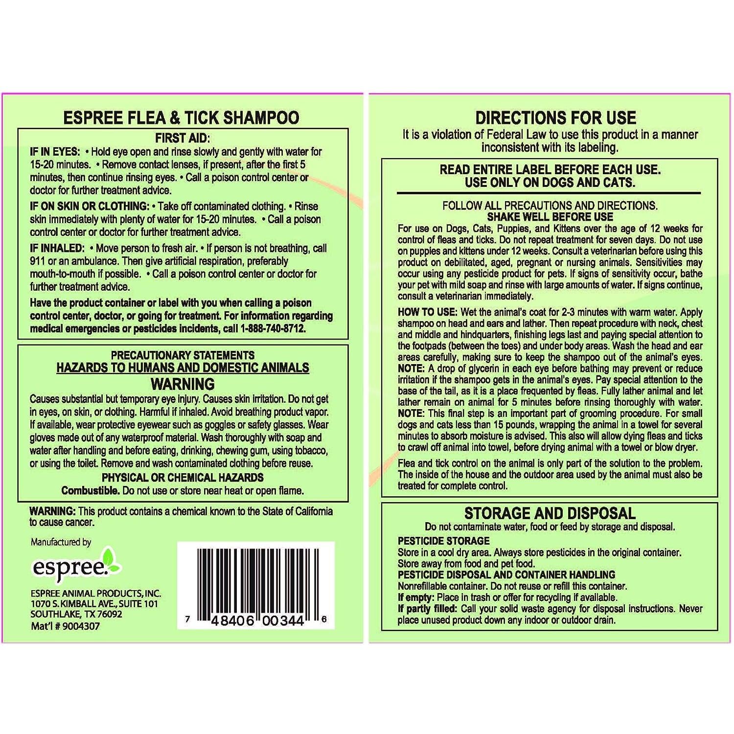**Espree Flea & Tick Shampoo for Dogs & Cats – Gentle Cleansing & Conditioning Formula – Fresh Scent – 1 Gallon – Perfect for Bathing, Grooming & Pest Prevention**    (Note: 