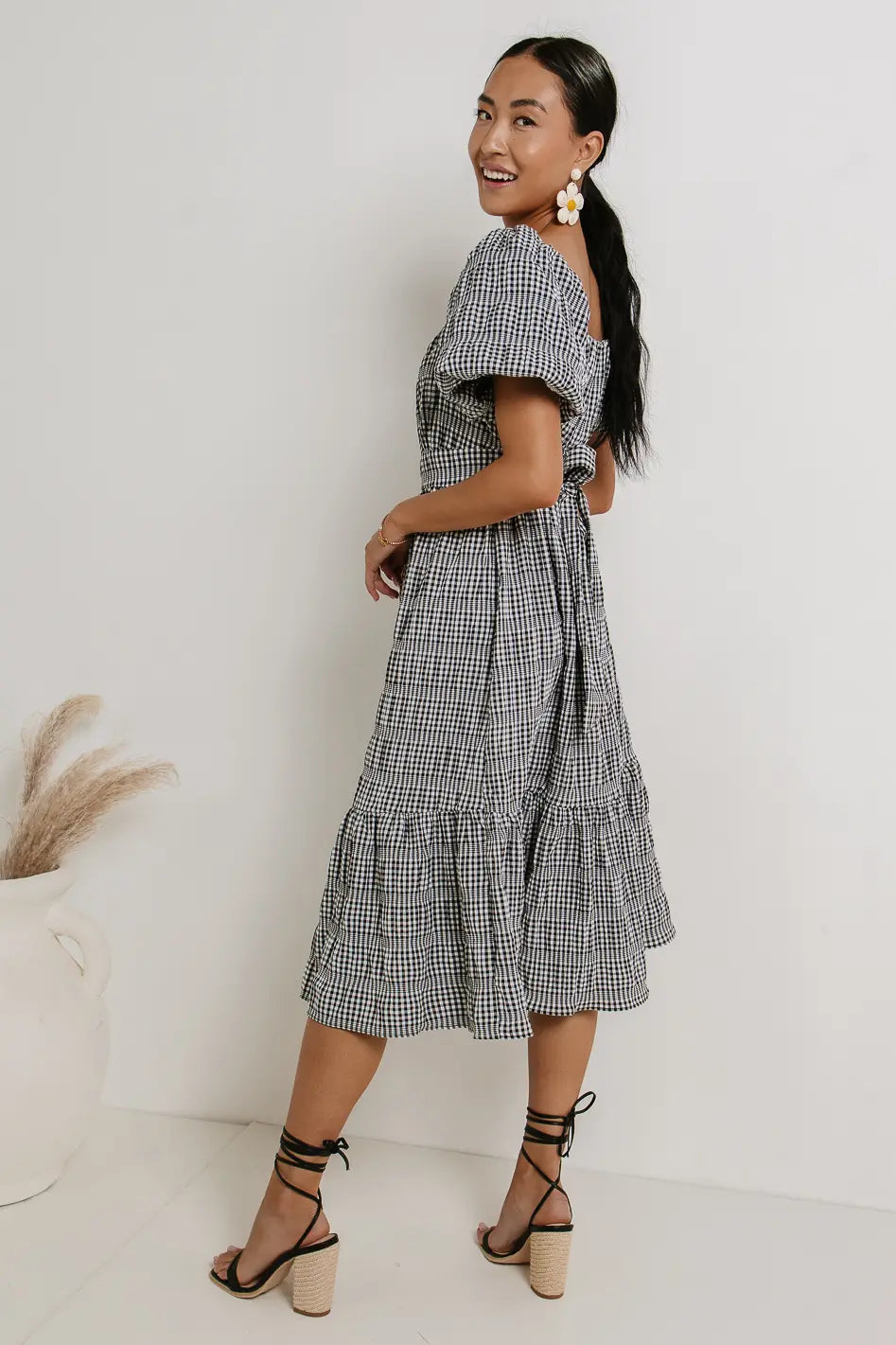 Laney Black Gingham Dress for Women - Casual Summer Dress for Picnics, Dates & Outdoor Events