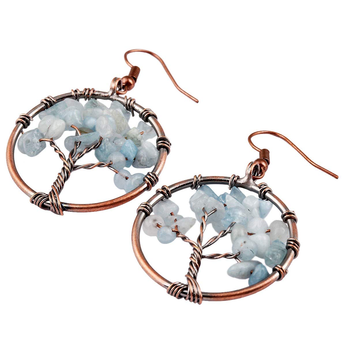 Nupuyai Crystal Dangle Earrings for Women - Natural Tumbled Stone Hook Earrings, Boho Chic Jewelry for Party, Wedding & Everyday Wear