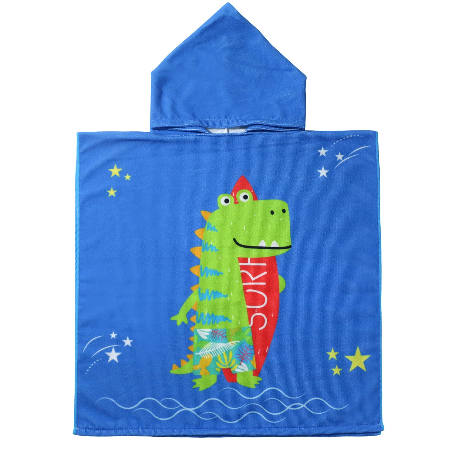 Dinosaur Shark Microfiber Hooded Beach Towel for Kids & Toddlers - Soft Bath, Pool & Swim Poncho Cover-Up - Quick Dry Swimwear for Boys & Girls Ages 1-6 Years - Perfect for Beach, Swimming Lessons & Family Vacations