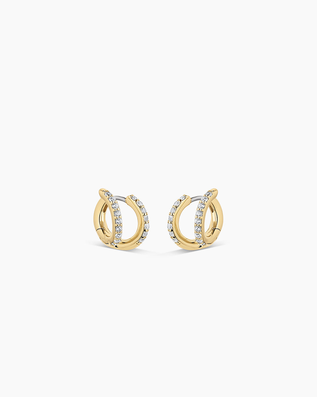 Shimmer Double Huggie Earrings - Sparkling Hoop Earrings for Women, Dainty Gold Huggie Hoops, Perfect for Everyday Wear, Parties & Gifts
