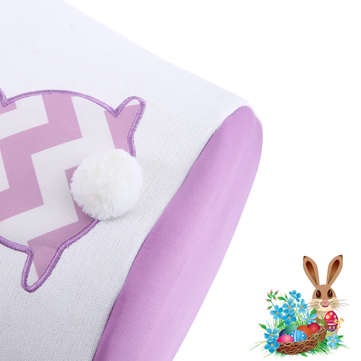 Easter Bunny Basket Bags for Kids - Striped Rabbit Pattern Cotton Canvas Egg Hunt Bag with Fluffy Tail - Personalized Easter Gift Basket for Candy, Eggs & Treats (Purple) - Perfect for Easter Egg Hunts, Party Favors & Spring Celebrations