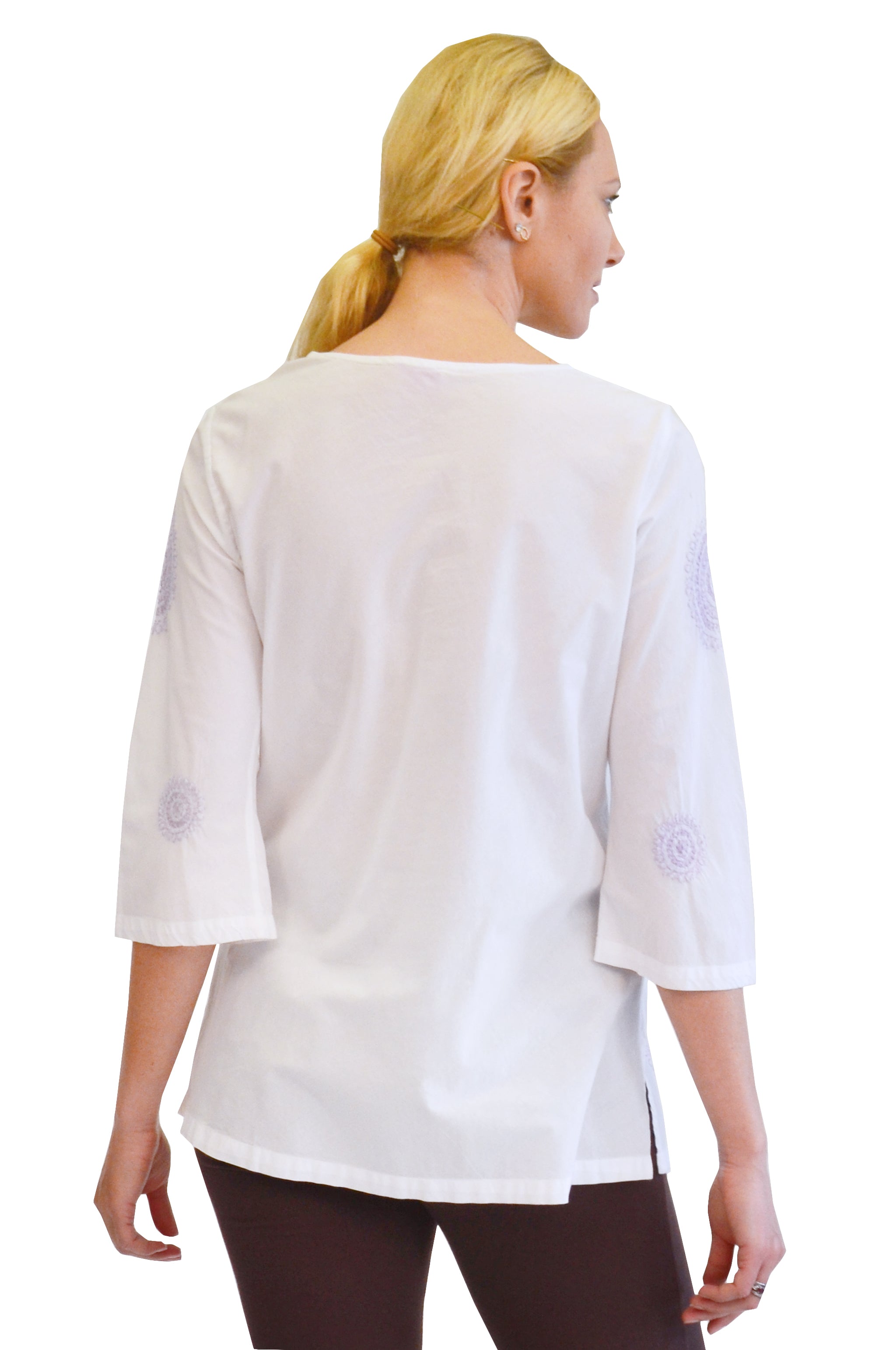 La Cera Embroidered V-Neck Blouse for Women | Floral Embroidered Top | Elegant Casual Shirt for Office, Date Night & Spring Outfits