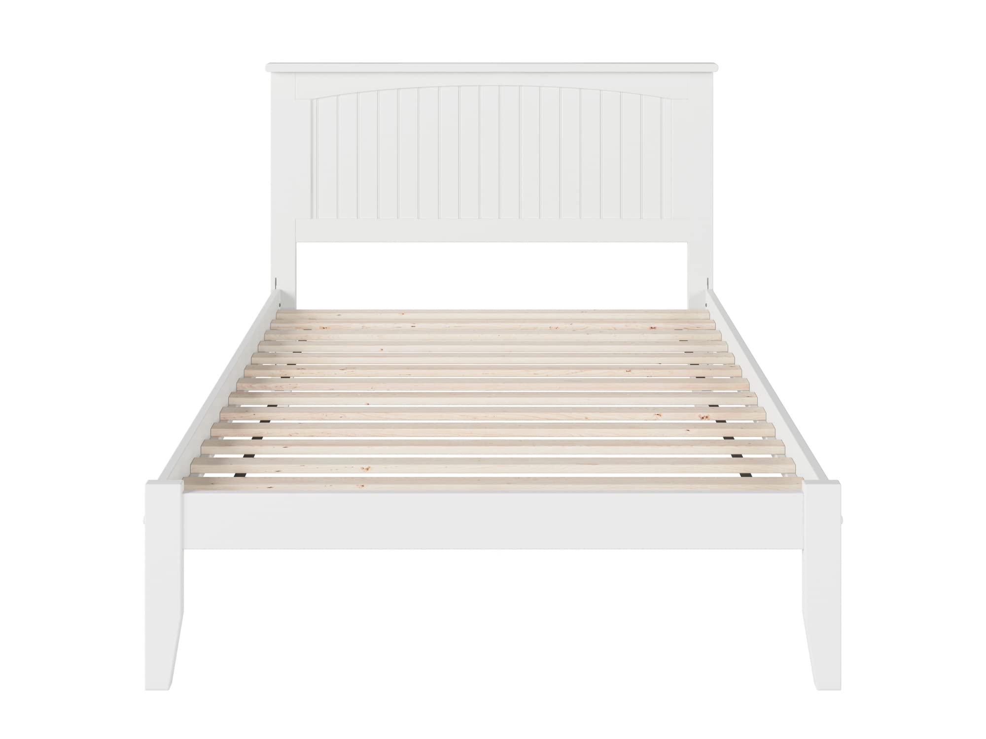 Atlantic Furniture AR8231002 Nantucket Platform Bed with Open Foot Board, Full Size, White - Modern Bedroom Furniture for Coastal & Farmhouse Style Homes