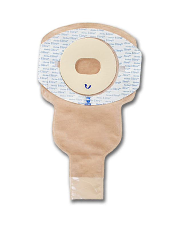 Marlen Ultra Plus 1 Piece Drainable Ostomy Pouch with Snap Lok Closure & SkinShield Barrier - Transparent Flat 3 1/8