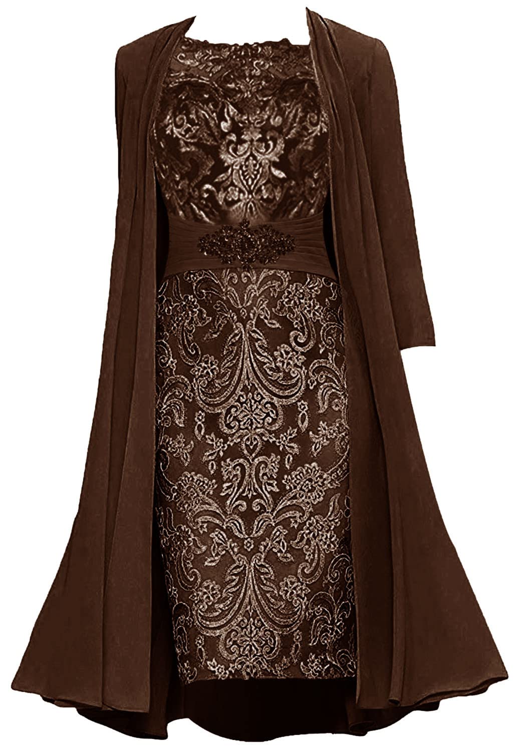 Elegant Mother of the Bride Dresses with Lace Jacket - Formal Tea-Length Evening Gowns for Wedding Guests | Perfect for Church Ceremonies, Receptions & Special Occasions