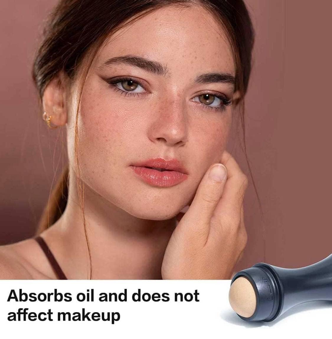 Piercell™ Volcanic Stone Face Roller - Reusable Oil Absorbing Roller for Oily Skin, Makeup-Friendly Skincare Tool for Shine Control & Pore Refining - Perfect for On-the-Go Touch-Ups, Gym, Office & Travel