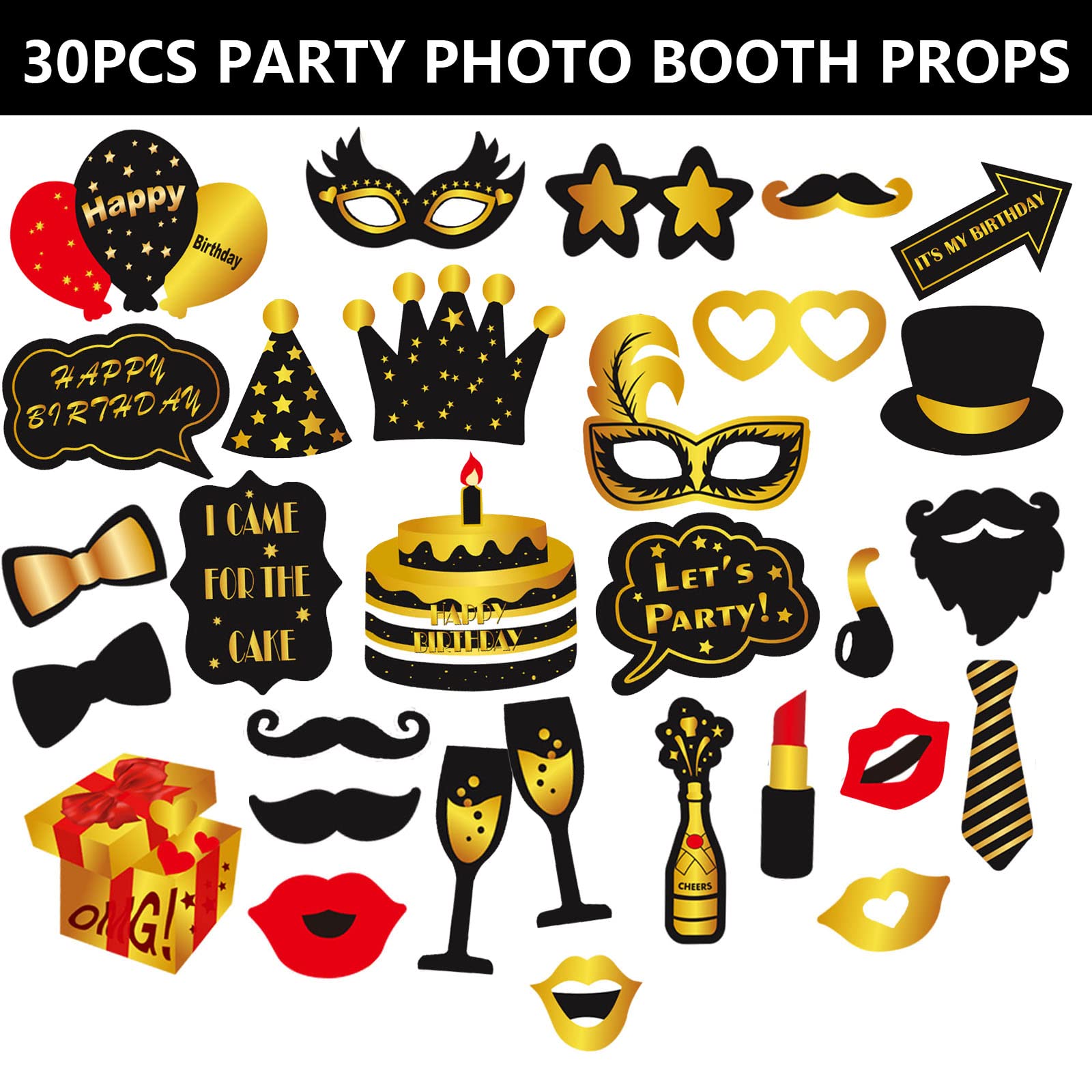 LMSHOWOWO Black & Gold Inflatable Birthday Photo Booth Frame - Giant Selfie Backdrop with Party Props for Women & Men - Perfect for Birthday Decorations, Anniversaries & Special Events