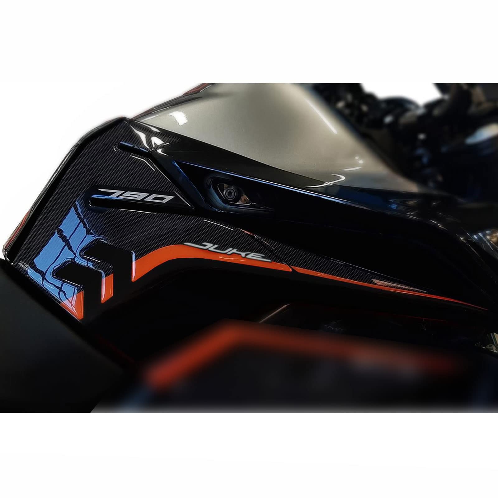 KTM 790 Duke 2019 Motorcycle 3D Stickers - Impact & Scratch Resistant Side Tank Protectors | High-Quality Italian Made Resin Decals | Perfect for Bike Customization & Protection