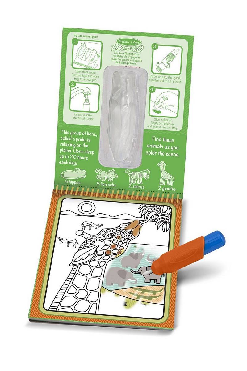 Melissa & Doug On The Go Water Wow! Safari - Reusable Water Reveal Activity Book for Kids - Perfect for Travel, Road Trips & Airplane Entertainment